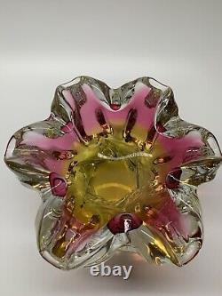 Vintage Murano, Vase-Cup rare, heavy artistic color, yellow-pink