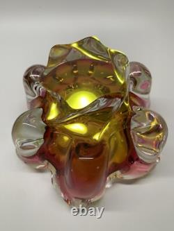 Vintage Murano, Vase-Cup rare, heavy artistic color, yellow-pink