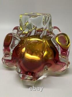 Vintage Murano, Vase-Cup rare, heavy artistic color, yellow-pink