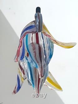Vintage Murano Venetian Latticino Ribbon Art Glass Swan Figurine Candy Dish