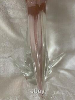 Vintage Murano Venetian Pink Gold Fleck Art Glass Cockatoo Bird 15