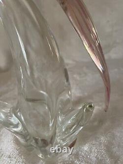 Vintage Murano Venetian Pink Gold Fleck Art Glass Cockatoo Bird 15