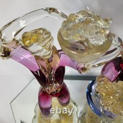 Vintage Murano Venetian Pink Purple Gold Art Glass Figurine Sculpture Man Lady