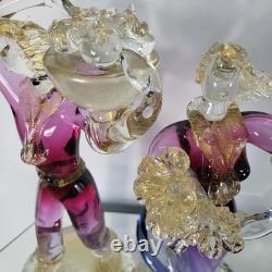 Vintage Murano Venetian Pink Purple Gold Art Glass Figurine Sculpture Man Lady