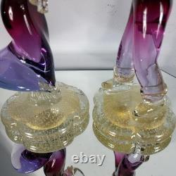 Vintage Murano Venetian Pink Purple Gold Art Glass Figurine Sculpture Man Lady