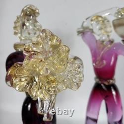 Vintage Murano Venetian Pink Purple Gold Art Glass Figurine Sculpture Man Lady Vintage Murano Venetian Pink Purple Gold Art Glass Figurine Sculpture Man Lady