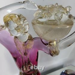 Vintage Murano Venetian Pink Purple Gold Art Glass Figurine Sculpture Man Lady