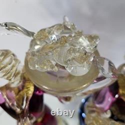 Vintage Murano Venetian Pink Purple Gold Art Glass Figurine Sculpture Man Lady