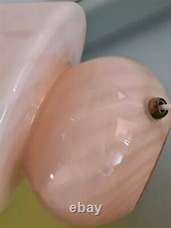 Vintage Murano Vetri Italian Glass Mushroom Lamp Pink Swirl Art Glass
