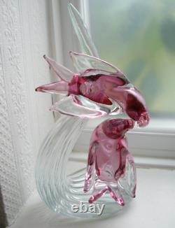 Vintage Murano Vincenzo Nason glass sculpture sommerso glass birds on branch 7H