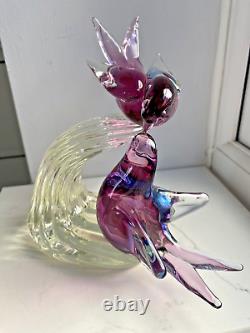 Vintage Murano Vincenzo Nason glass sculpture sommerso glass birds on branch 7H