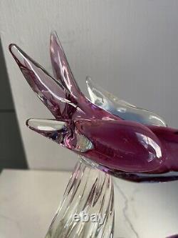 Vintage Murano Vincenzo Nason glass sculpture sommerso glass birds on branch 7H
