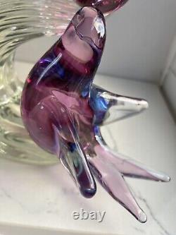 Vintage Murano Vincenzo Nason glass sculpture sommerso glass birds on branch 7H