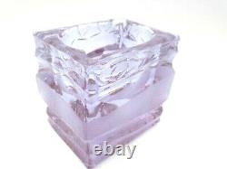 Vintage Murano faceted alexandrite neodymium pink & blue art glass bowl & label