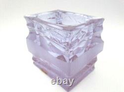 Vintage Murano faceted alexandrite neodymium pink & blue art glass bowl & label