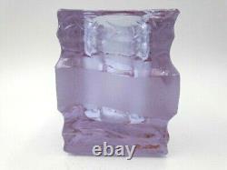 Vintage Murano faceted alexandrite neodymium pink & blue art glass bowl & label