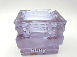 Vintage Murano faceted alexandrite neodymium pink & blue art glass bowl & label