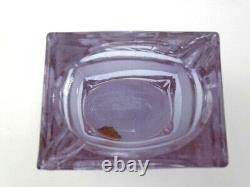 Vintage Murano faceted alexandrite neodymium pink & blue art glass bowl & label
