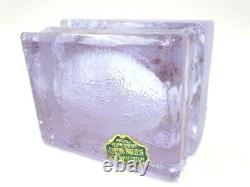 Vintage Murano faceted alexandrite neodymium pink & blue art glass bowl & label