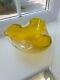 Vintage Murano yellow opalescent bullecant art glass bowl C1960's A. Seguso