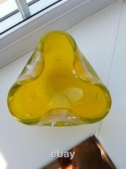 Vintage Murano yellow opalescent bullecant art glass bowl C1960's A. Seguso