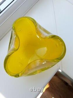 Vintage Murano yellow opalescent bullecant art glass bowl C1960's A. Seguso