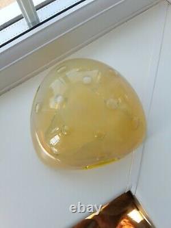 Vintage Murano yellow opalescent bullecant art glass bowl C1960's A. Seguso