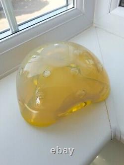 Vintage Murano yellow opalescent bullecant art glass bowl C1960's A. Seguso