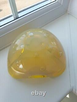 Vintage Murano yellow opalescent bullecant art glass bowl C1960's A. Seguso