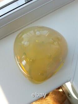 Vintage Murano yellow opalescent bullecant art glass bowl C1960's A. Seguso