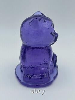 Vintage Neodymium Alexandrite Art Glass Cat Sitting Kitty Selenium GLOWS Pink