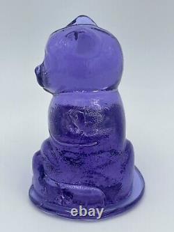 Vintage Neodymium Alexandrite Art Glass Cat Sitting Kitty Selenium GLOWS Pink