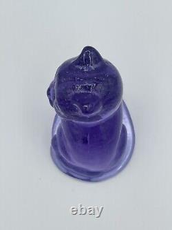 Vintage Neodymium Alexandrite Art Glass Cat Sitting Kitty Selenium GLOWS Pink