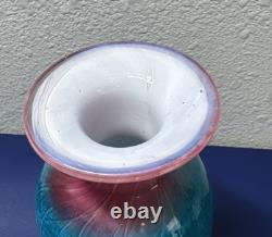 Vintage Nourot Glass Studio Signed G. A. Cooke Blue Pink Art Glass Vase 8.5 Vintage Nourot Glass Studio Signed G. A. Cooke Blue Pink Art Glass Vase 8.5