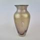Vintage Okra Iridescent Art Glass Vase Pink Swirls 16cm High