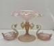 Vintage Original MURANO Art Glass SALVIATI Pink Aventurine Centrepiece Swan Set