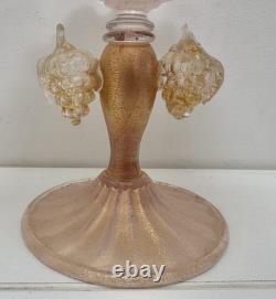 Vintage Original MURANO Art Glass SALVIATI Pink Aventurine Centrepiece Swan Set
