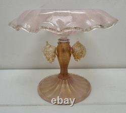 Vintage Original MURANO Art Glass SALVIATI Pink Aventurine Centrepiece Swan Set