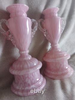 Vintage Pair of Welz Glass Trophy Vases