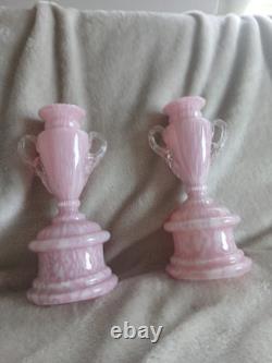 Vintage Pair of Welz Glass Trophy Vases