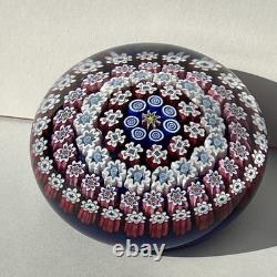 Vintage Peter McDougall Glass Studios Closepack Millefiori Pink Blue Paperweight