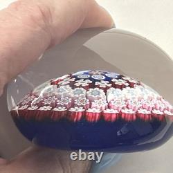 Vintage Peter McDougall Glass Studios Closepack Millefiori Pink Blue Paperweight