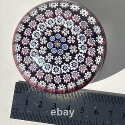 Vintage Peter McDougall Glass Studios Closepack Millefiori Pink Blue Paperweight