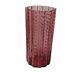 Vintage Pilgrim Glass Cranberry Ribbed Vase Art Spiral Scalloped Cylinder 9.5