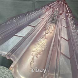 Vintage Pink Art Deco Glass Ceiling Light Shade 12 x 5 Floral