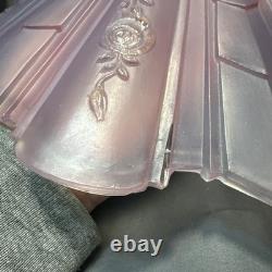 Vintage Pink Art Deco Glass Ceiling Light Shade 12 x 5 Floral