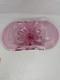 Vintage Pink Art Glass Console Bowl with Clear Pedestal Base, Mid-Century Elegan