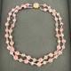 Vintage Pink Art Glass Double Strand Necklace Gold Swirl Beaded Clasp
