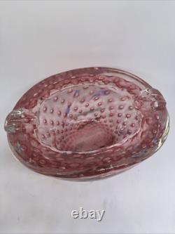 Vintage Pink Art Glass Murano Bowl, Dish, Ashtray Heavy