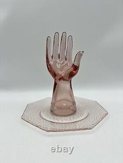 Vintage Pink Glass Hand Sculpture Mid Century Modern 8 High